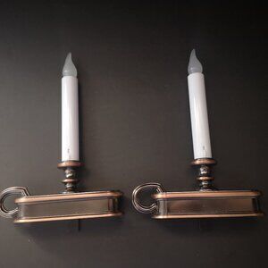 Carlon Set of 2 Battery Operated Bronze & Black Tone w/ White Window Candle